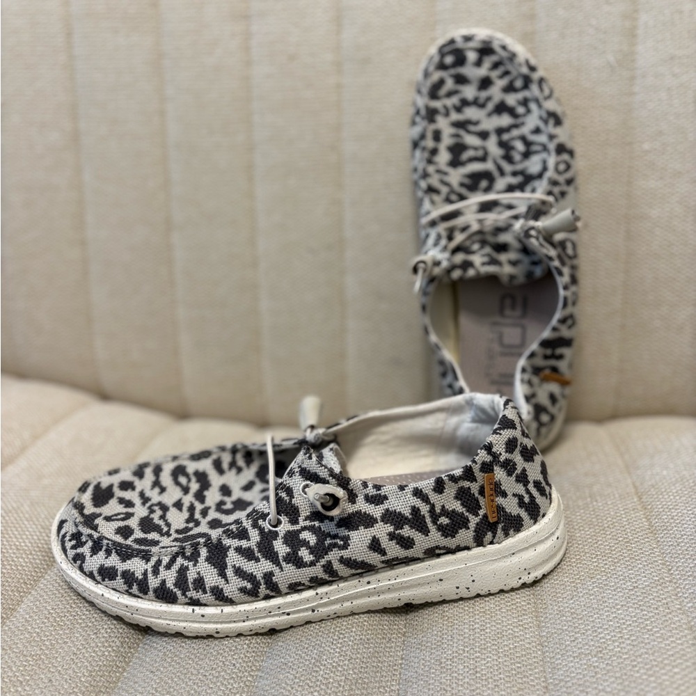Hey Dude Women's Black and White Animal Print Flats
